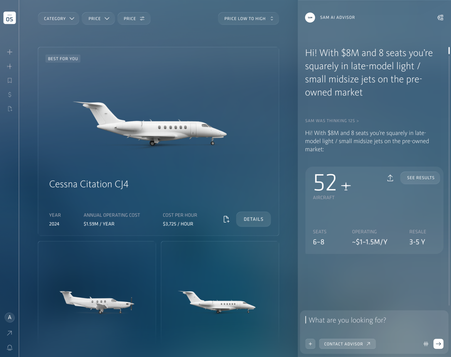 OwnerOS aircraft browser